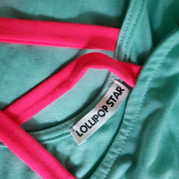 Lollipop Star Women's Sleeveless Tunic Top or Swimsuit Coverup in Aqua Hot Pink - Picture 10 of 12